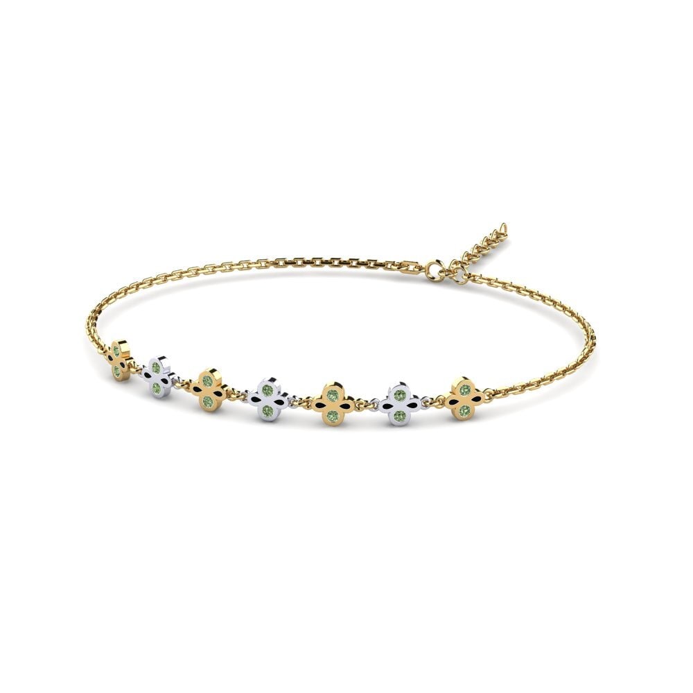 9ct Yellow & White Gold Green Diamond Women's Bracelet Bitted