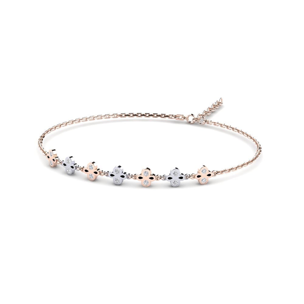 9ct Rose & White Gold Lab Grown Diamond Women's Bracelet Bitted