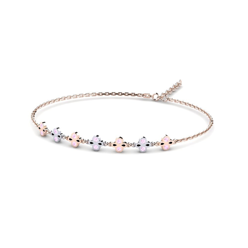 9ct Rose & White Gold Pink Sapphire Women's Bracelet Bitted