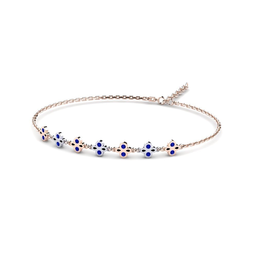 9ct Rose & White Gold Sapphire Women's Bracelet Bitted