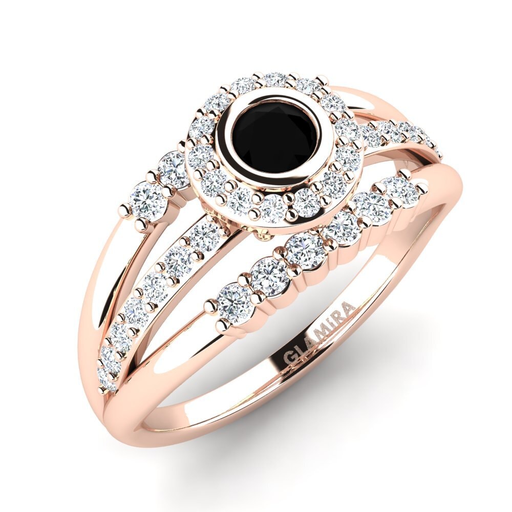 Oro Rosso 585 Diamante Nero Anello da donna Bittedw