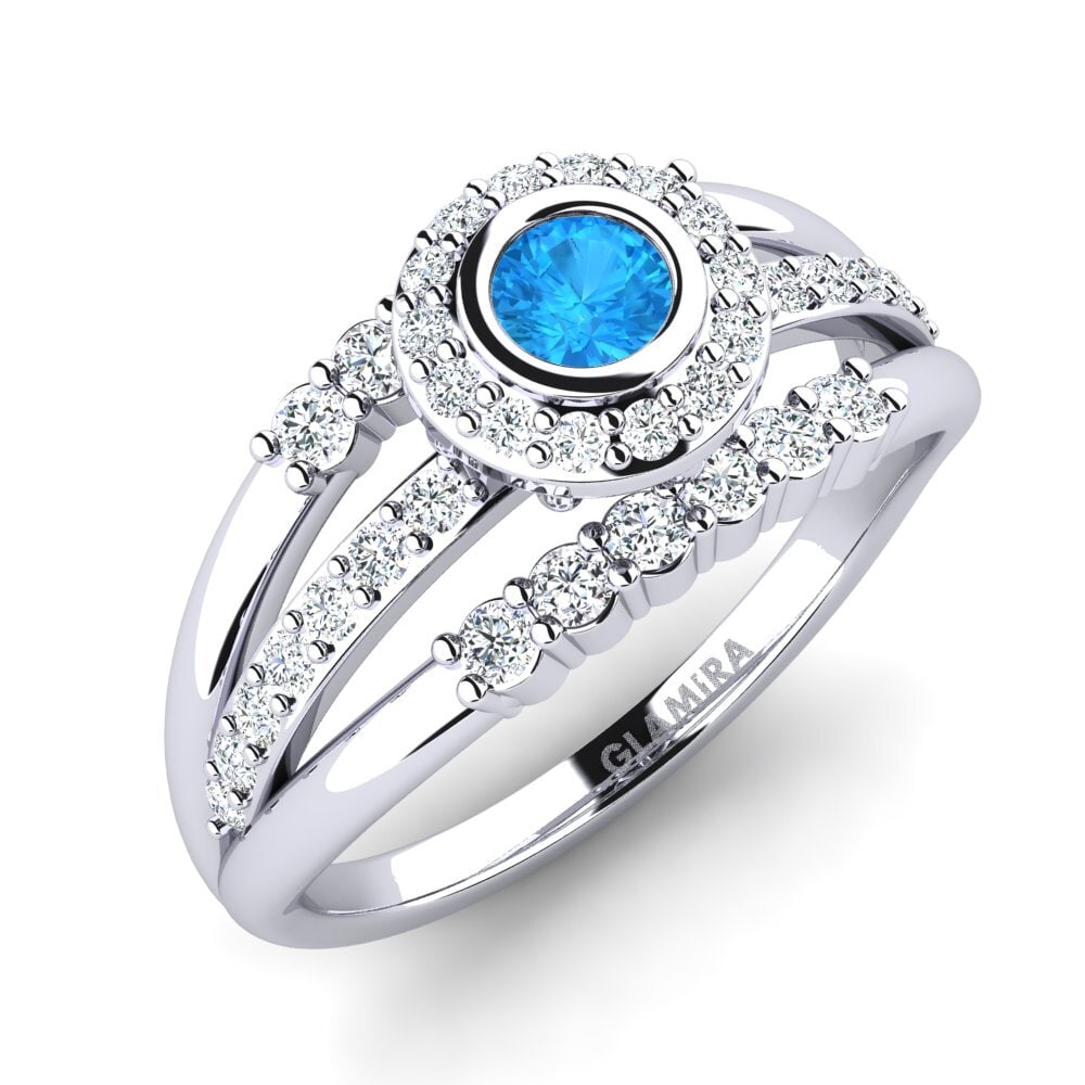 Round Blue Topaz Women's Ring Bittedw