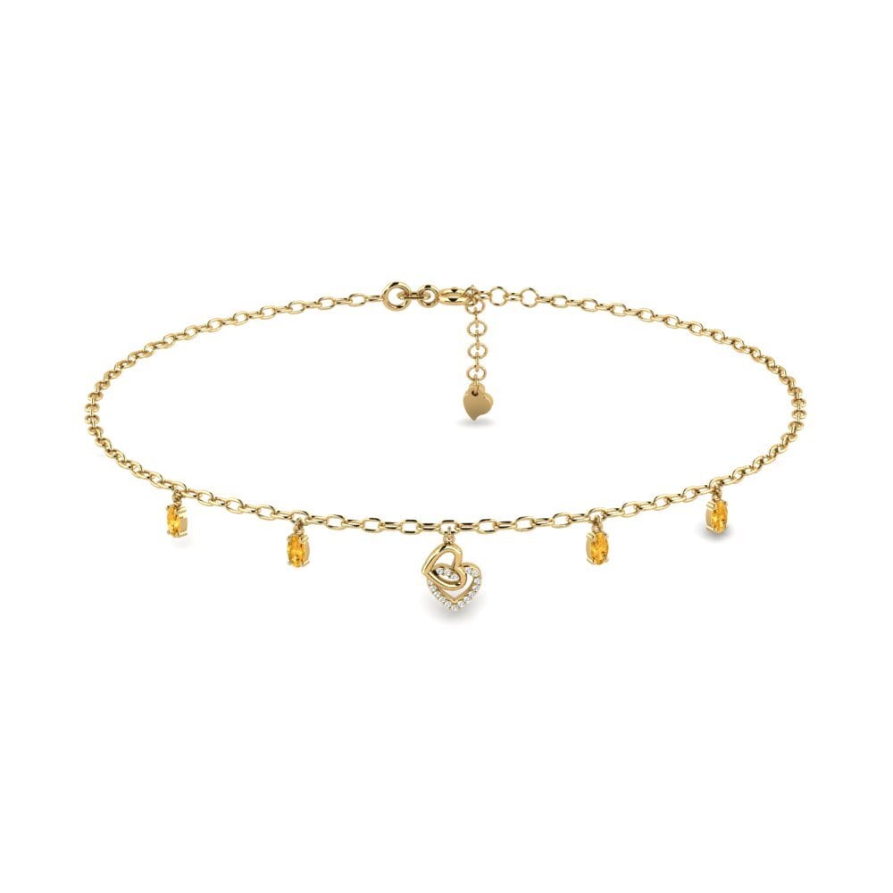 14ct Yellow Gold Citrine Women's Anklet Bituin