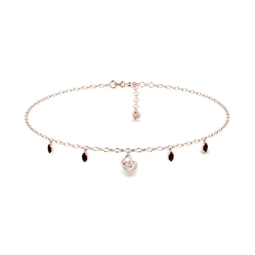 9ct Rose Gold Garnet Women's Anklet Bituin