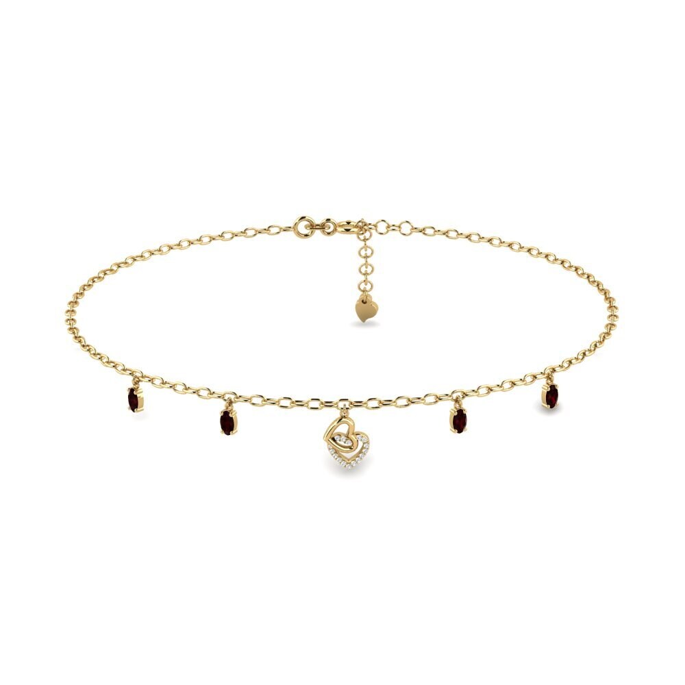 14ct Yellow Gold Garnet Women's Anklet Bituin