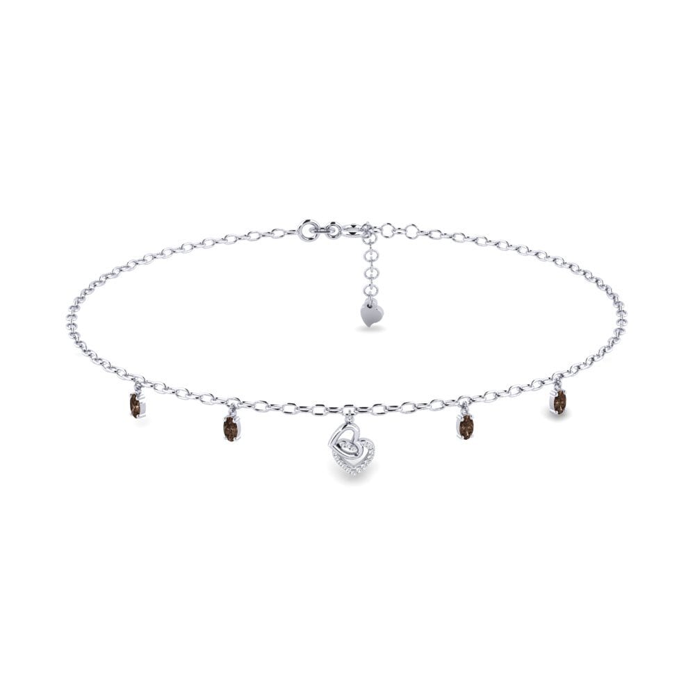 18ct White Gold Smoky Quartz Women's Anklet Bituin