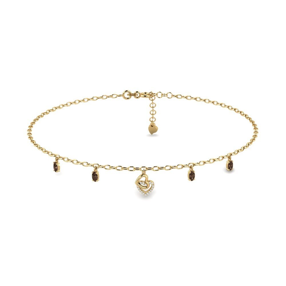 14ct Yellow Gold Smoky Quartz Women's Anklet Bituin