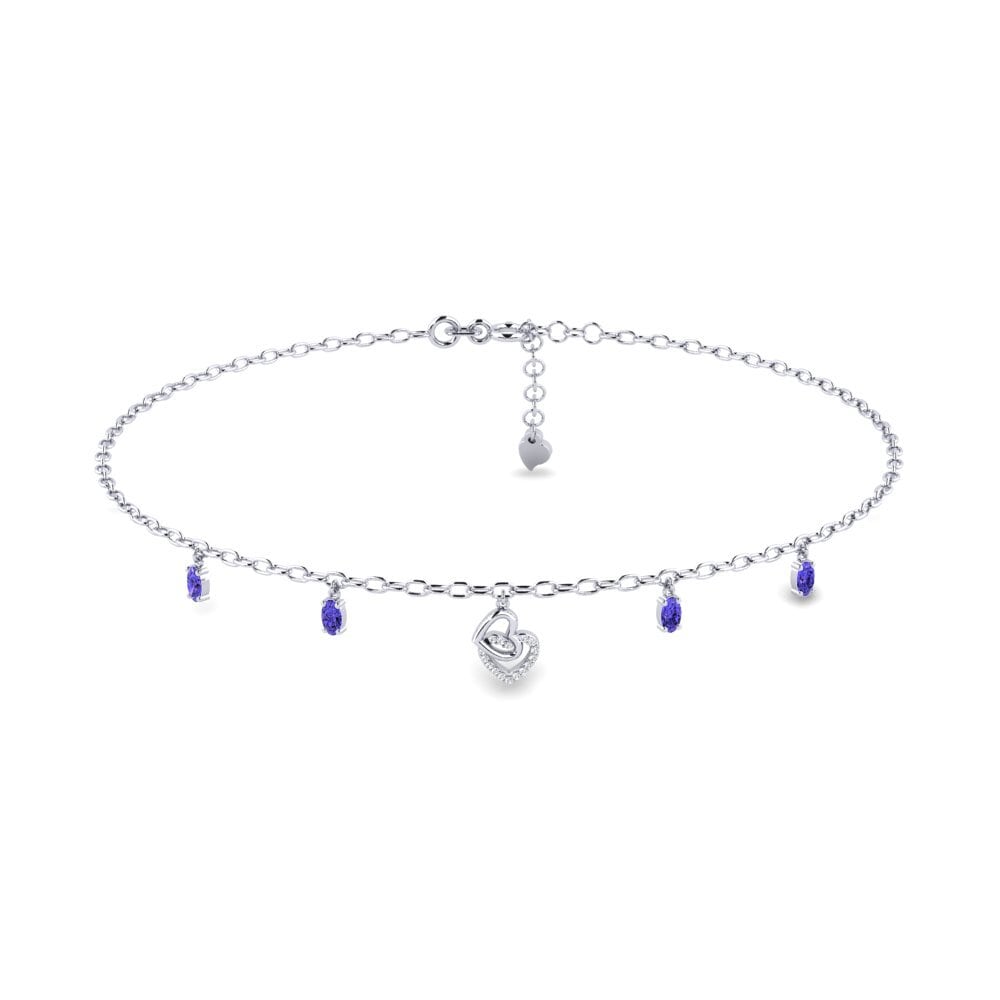 18ct White Gold Tanzanite Women's Anklet Bituin