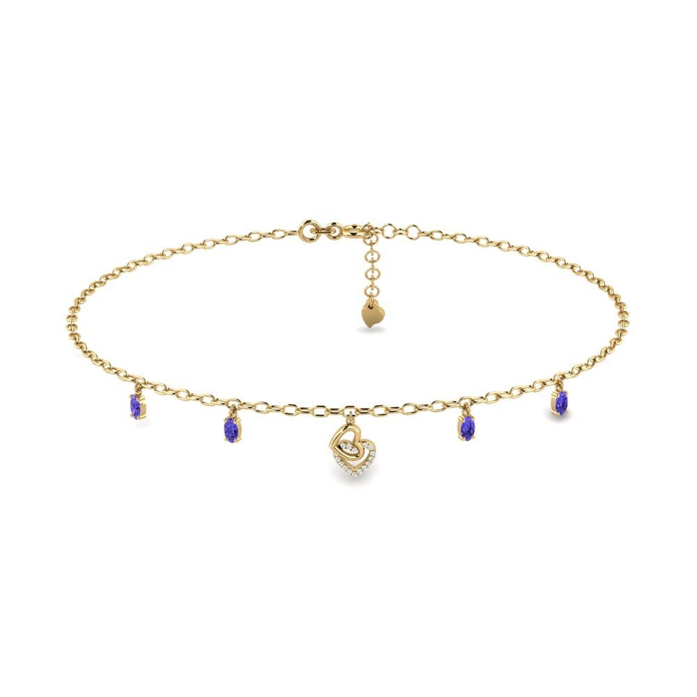 14ct Yellow Gold Tanzanite Women's Anklet Bituin