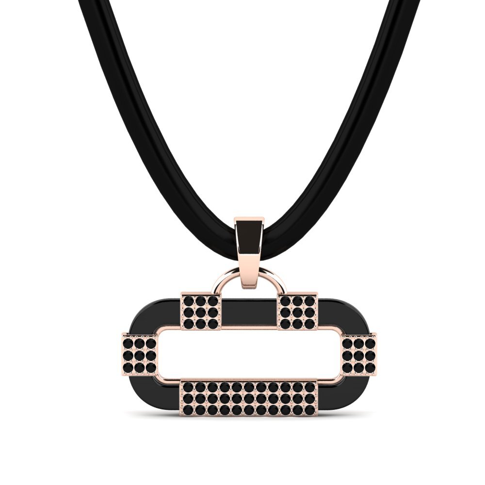 14ct Rose Gold Black Sapphire Men's Pendant Blackshire