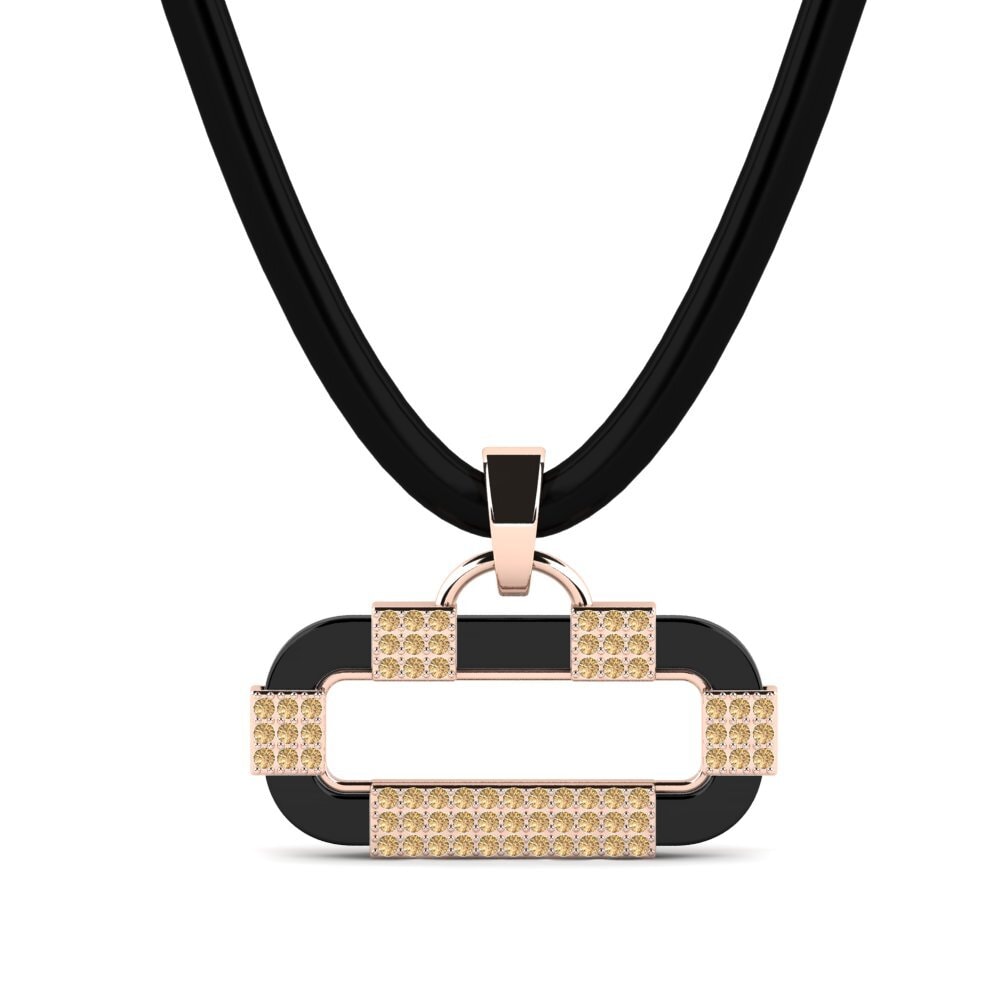 14ct Rose Gold Brown Diamond Men's Pendant Blackshire