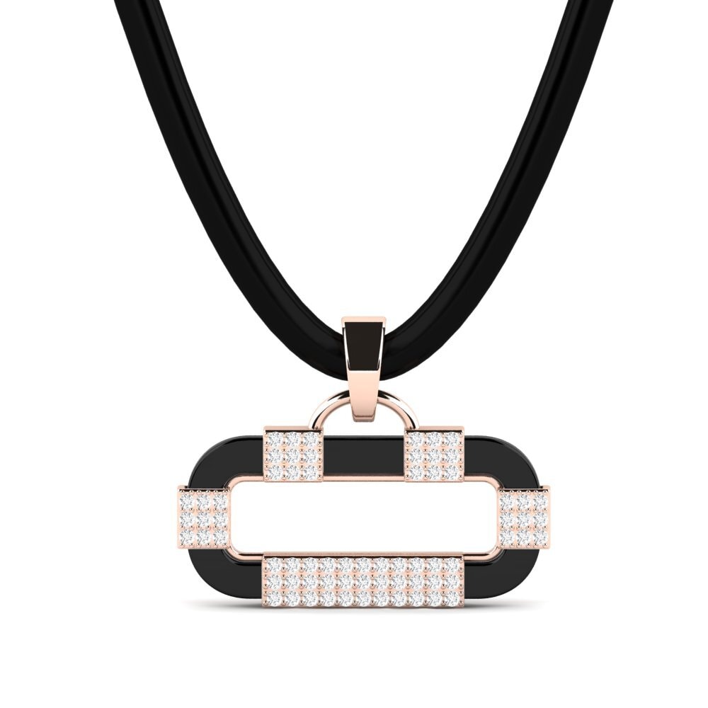 14ct Rose Gold White sapphire Men's Pendant Blackshire