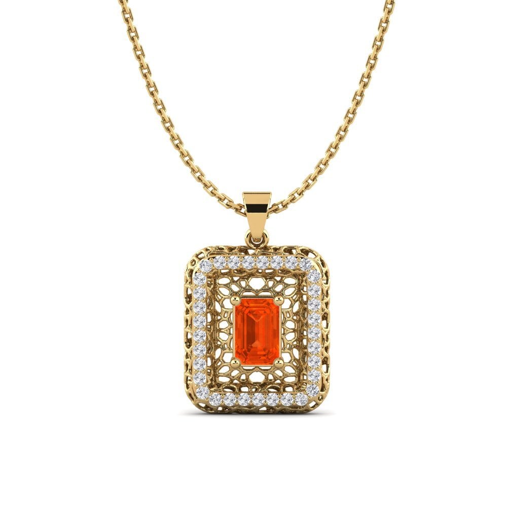 Emerald Cut Fire Opal Women's Pendant Blake