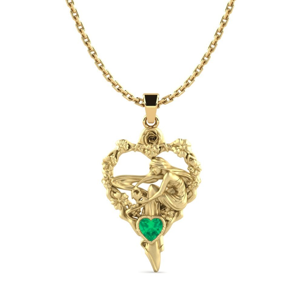 18ct Yellow Gold Emerald Women's Pendant Blanchar