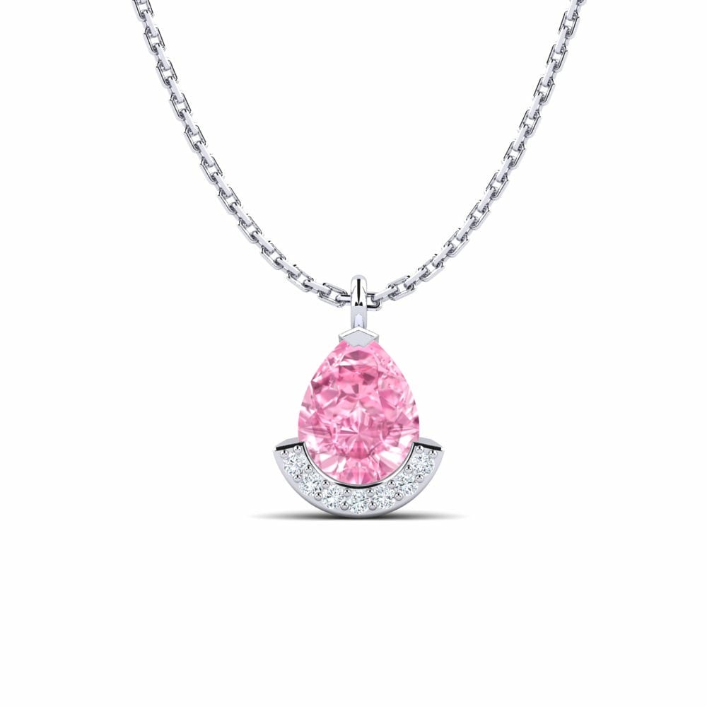 Design Solitaire Pink Sapphire Necklaces