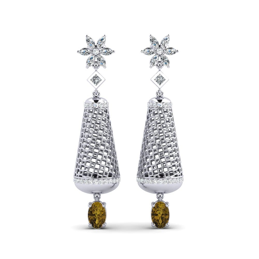 White Silver Brown Zircon Women's Earring Bleakley
