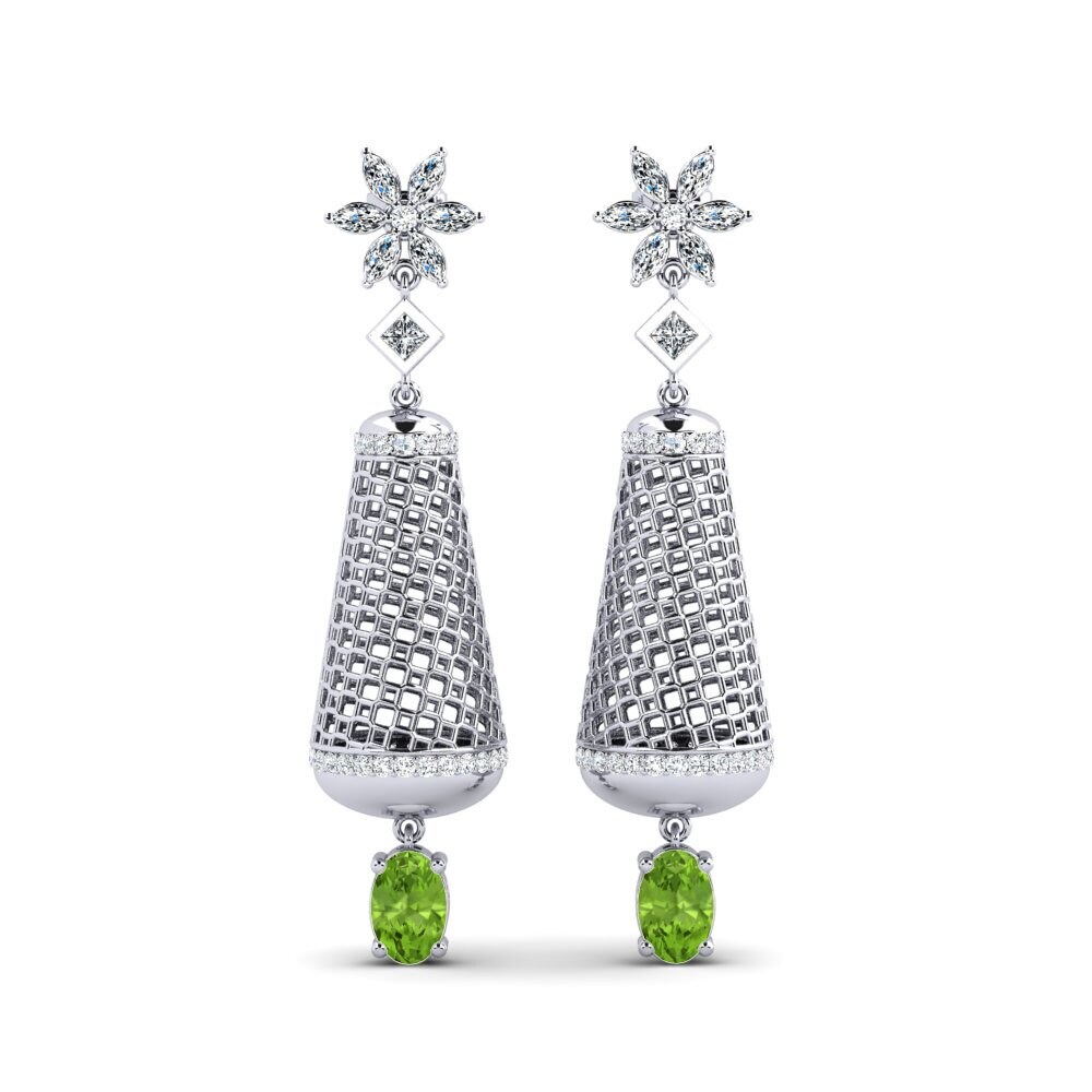 White Silver Peridot Women's Earring Bleakley
