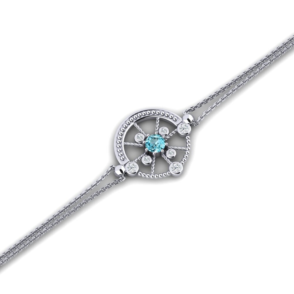 950 Platinum Blue Zircon Women's Bracelet Blenda