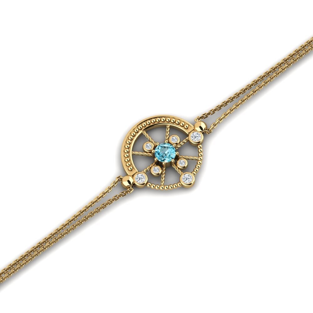 14ct Yellow Gold Blue Zircon Women's Bracelet Blenda