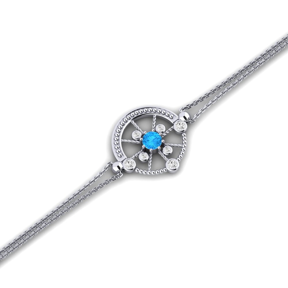 14k White Gold Blue Topaz Women's Bracelet Blenda