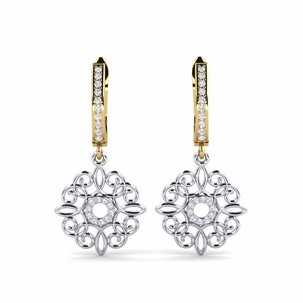 18k Oro Blanco & Amarillo Pendiente de mujer Blenorragie