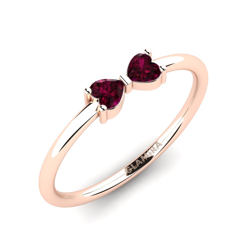 14k Oro Rosa Granate Rhodolite Anillo Bleu