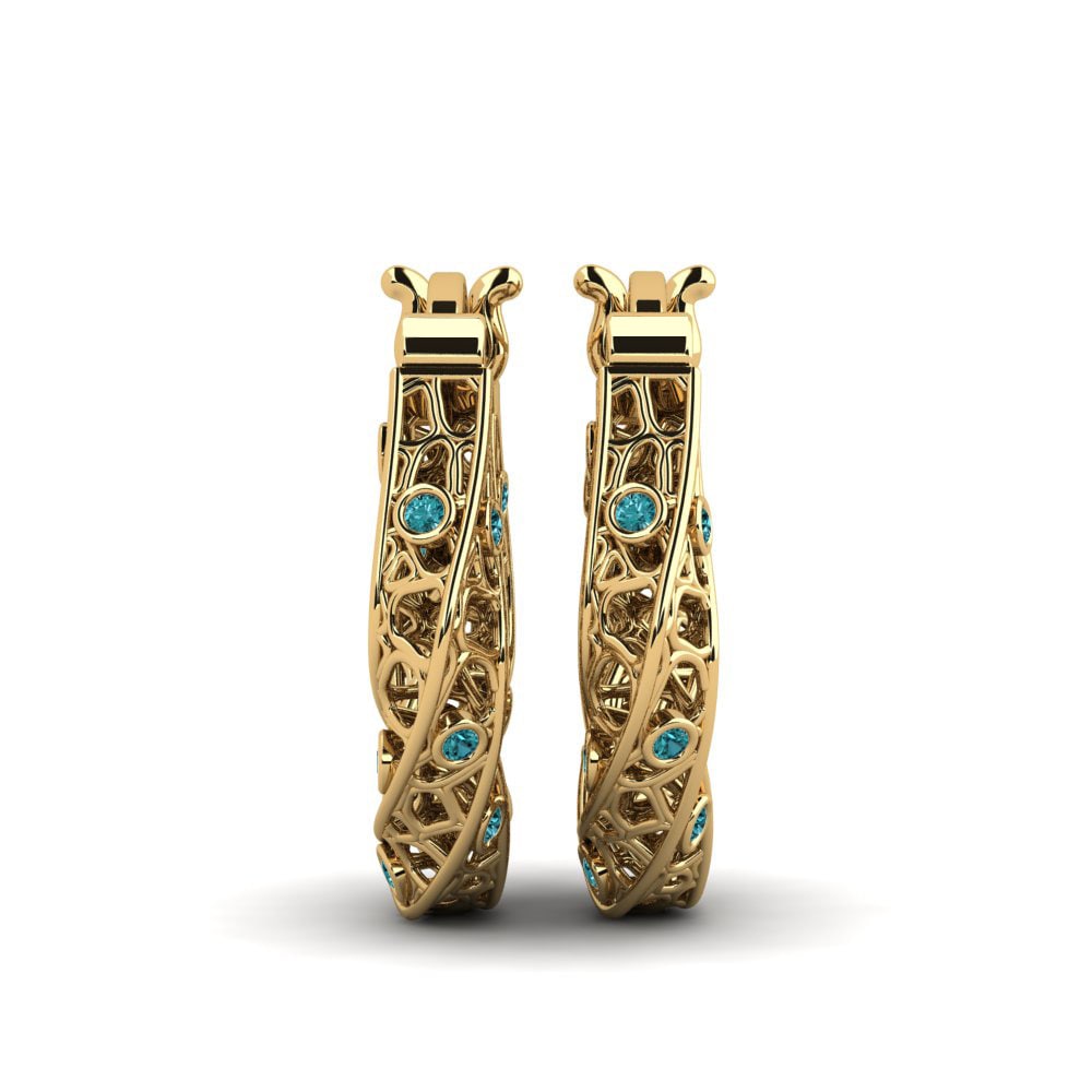 Fusion Fusion Collection Earring Bluebell 585 Yellow Gold Blue Diamond