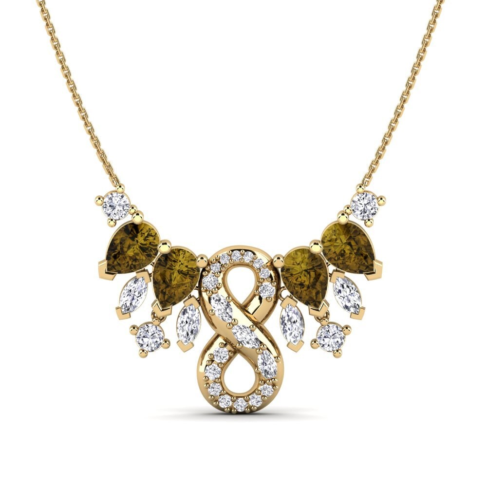 18ct Yellow Gold Brown Zircon Women's Necklace Blueblood