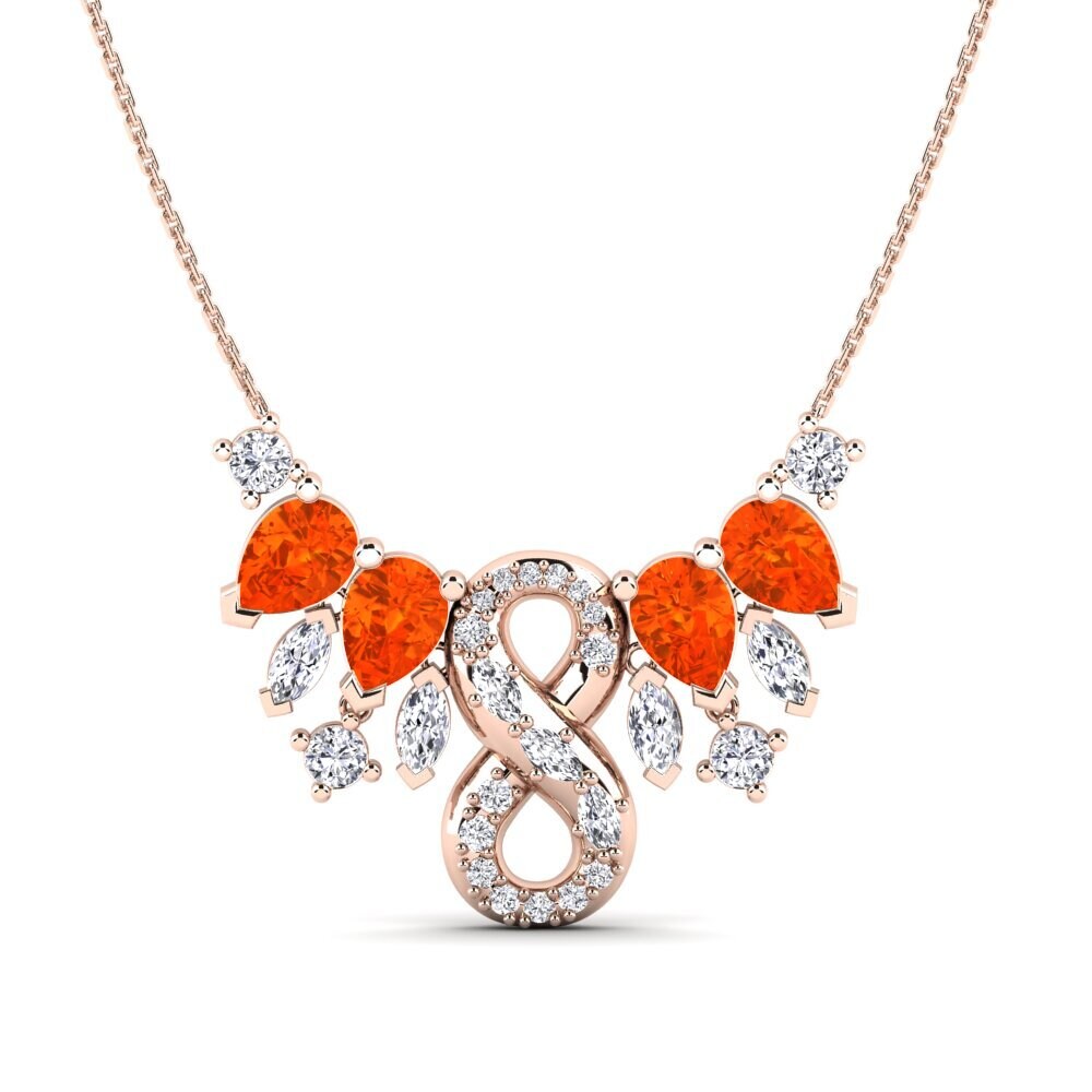 9ct Rose Gold Fire Opal Women's Necklace Blueblood