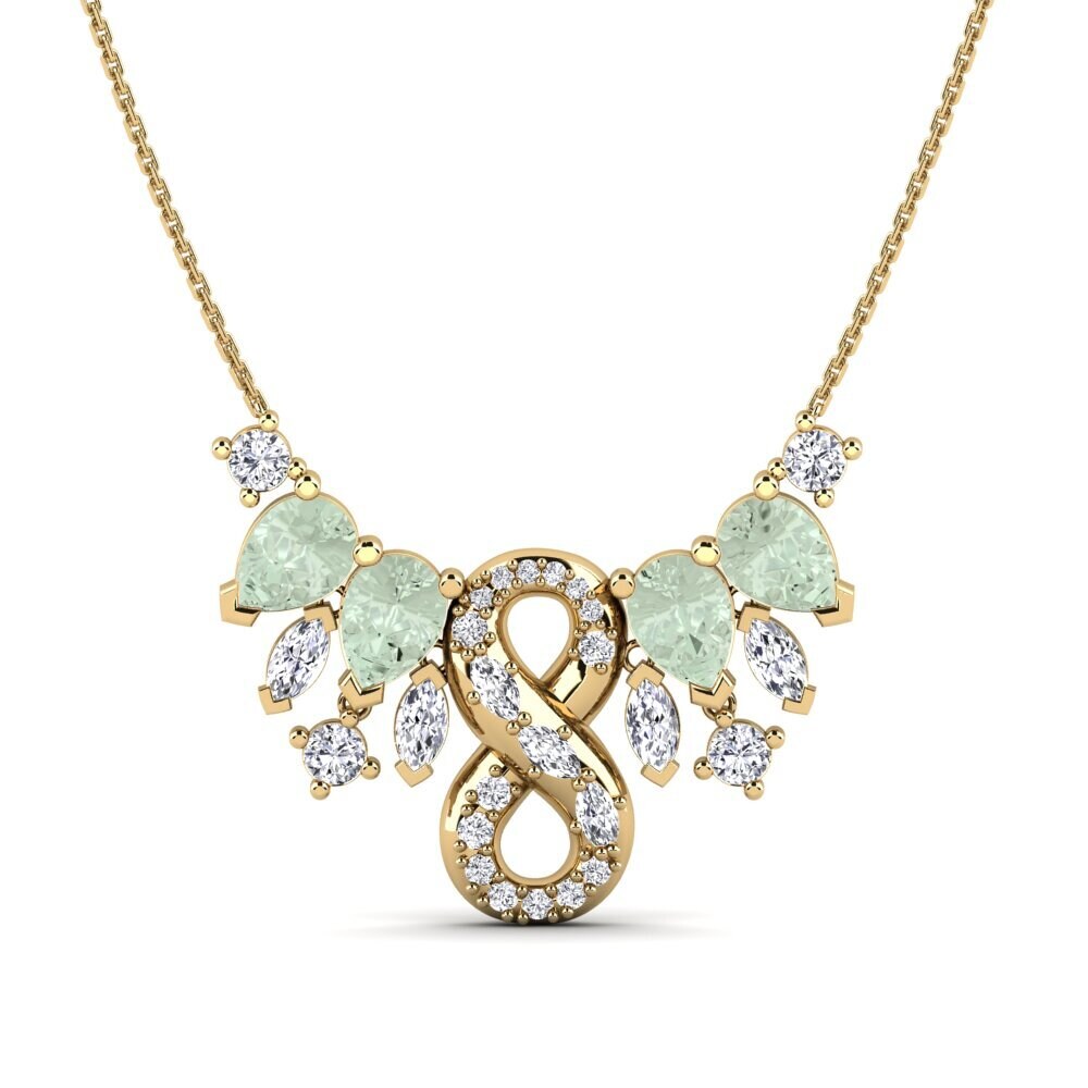 18ct Yellow Gold Green Amethyst Women's Necklace Blueblood