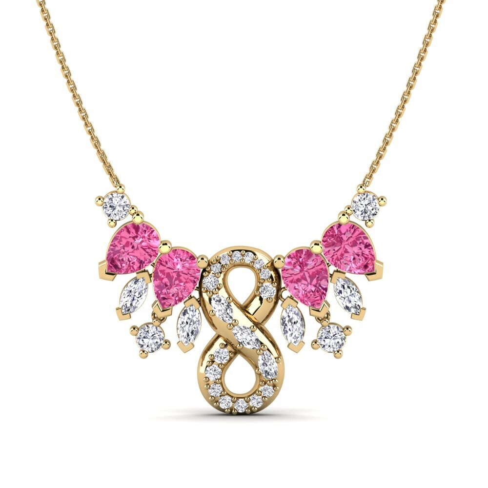 18ct Yellow Gold Pink Tourmaline Women's Necklace Blueblood