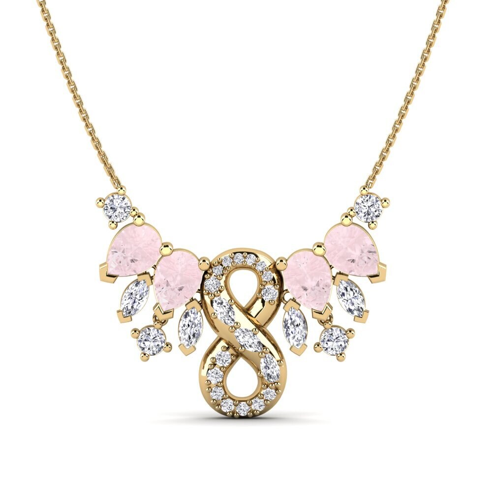 18ct Yellow Gold Rose Quartz Women's Necklace Blueblood