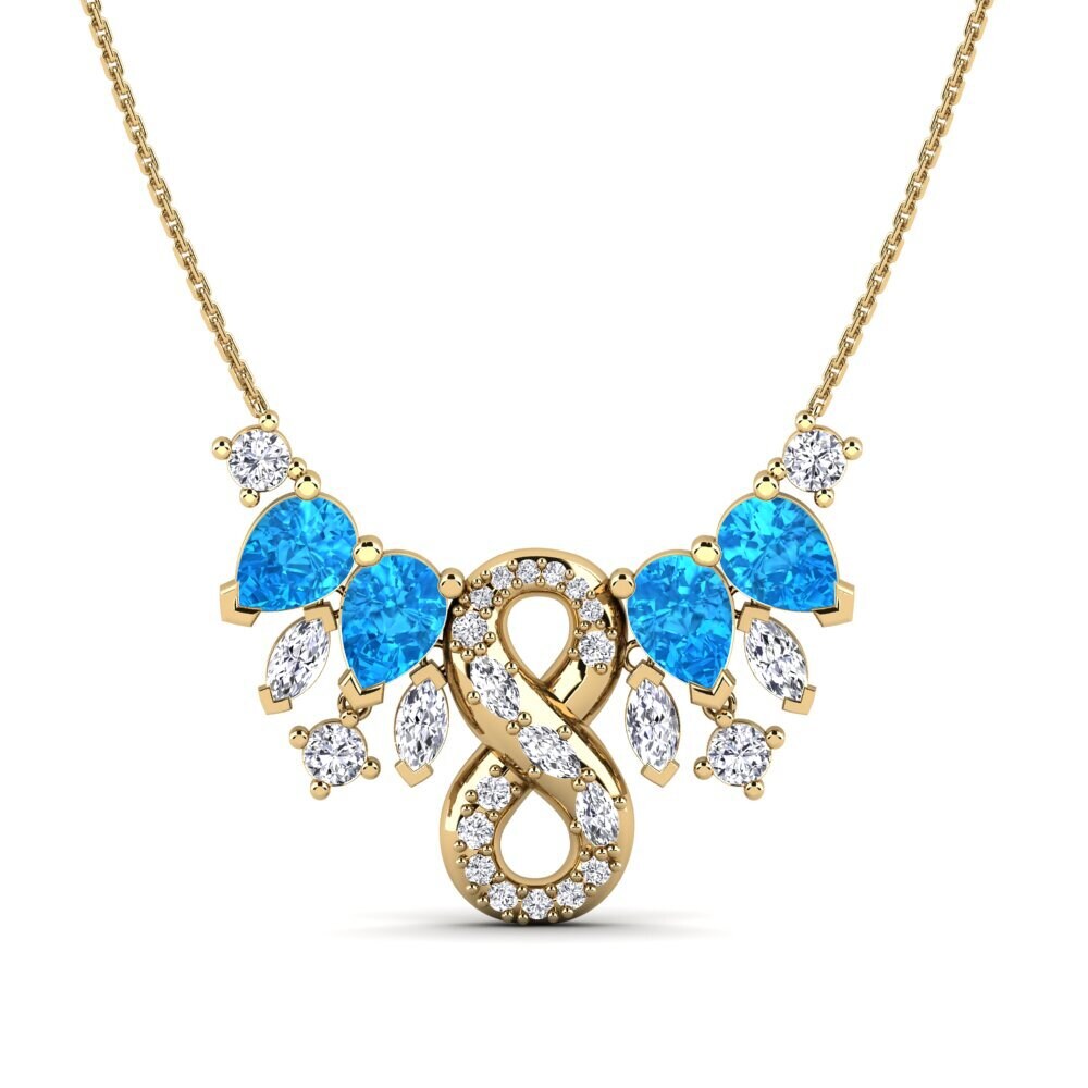 9ct Yellow Gold Blue Topaz Women's Necklace Blueblood