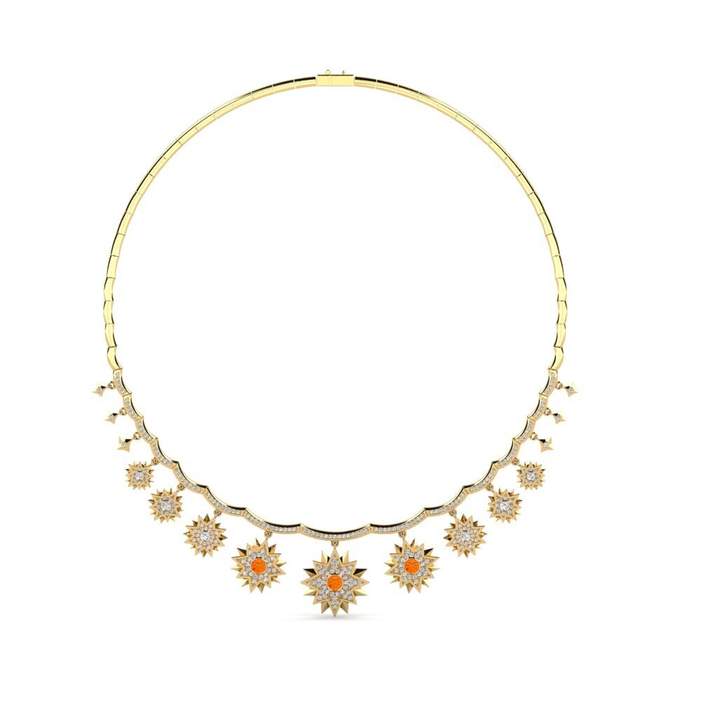 18k Oro Amarillo Zafiro Naranja Collar de Mujer Bluestraggier