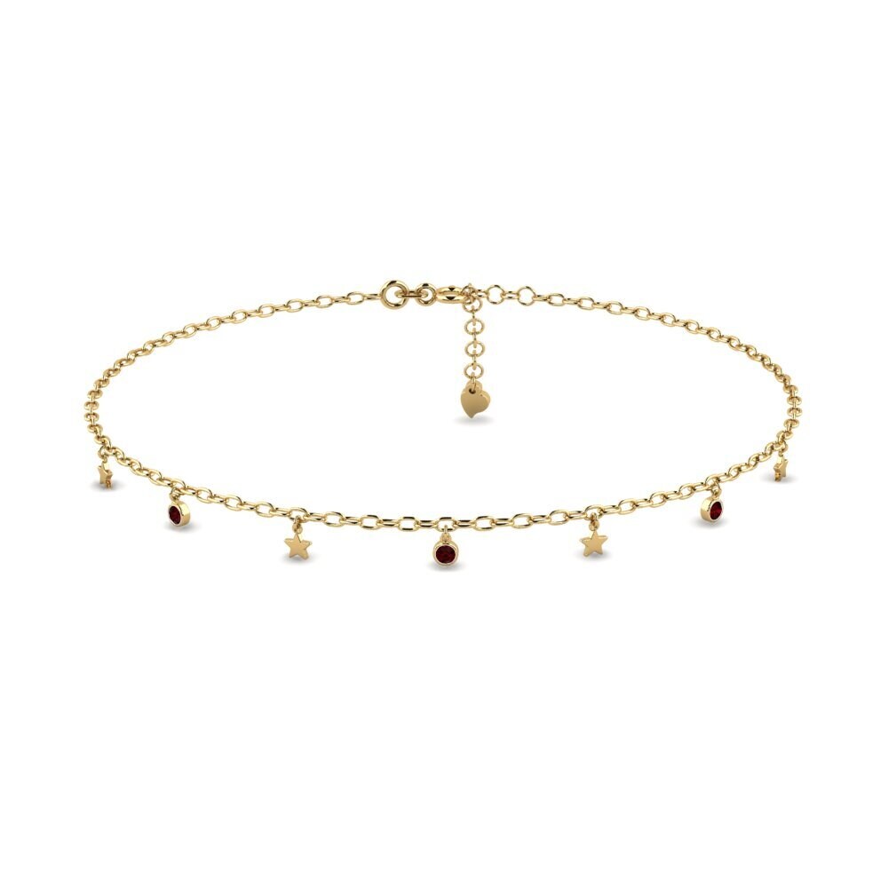 14ct Yellow Gold Garnet Women's Anklet Bode