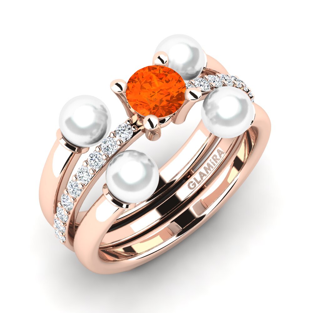 9k Rose Gold Fire-Opal Ring Bodend SET
