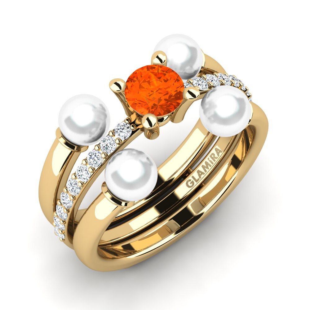 9ct Yellow Gold Fire Opal Ring Bodend SET