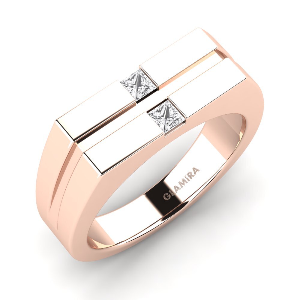Oro Rosso 375 Zaffiro Bianco Anello da uomo Bogdan