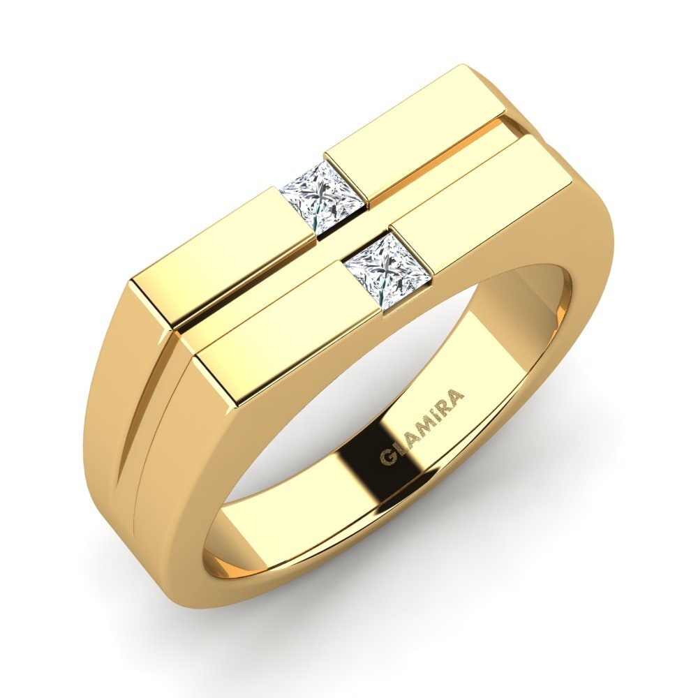 Oro Giallo 750 Zircone Anello da uomo Bogdan