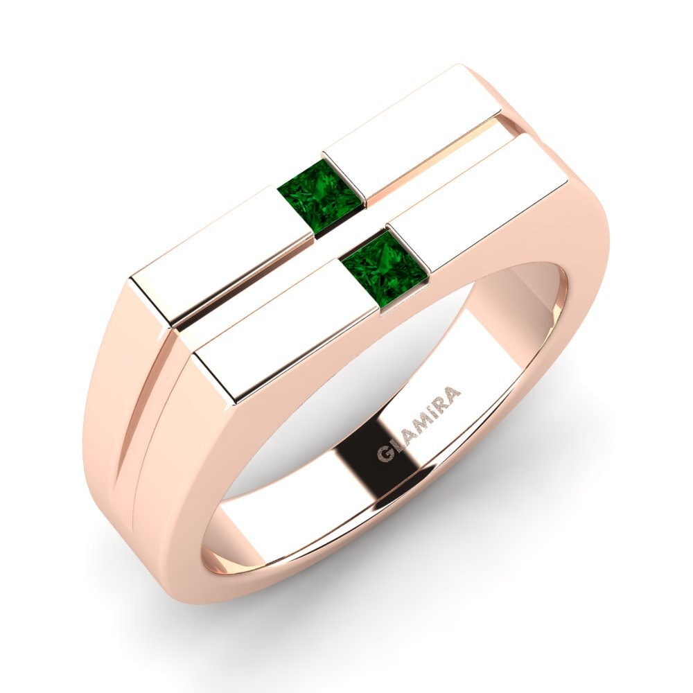 Oro Rosso 585 Zircone Verde Anello da uomo Bogdan
