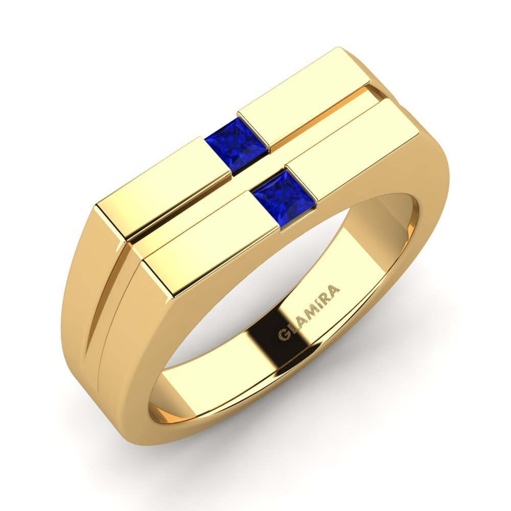 Oro Giallo 750 Zaffiro Anello da uomo Bogdan