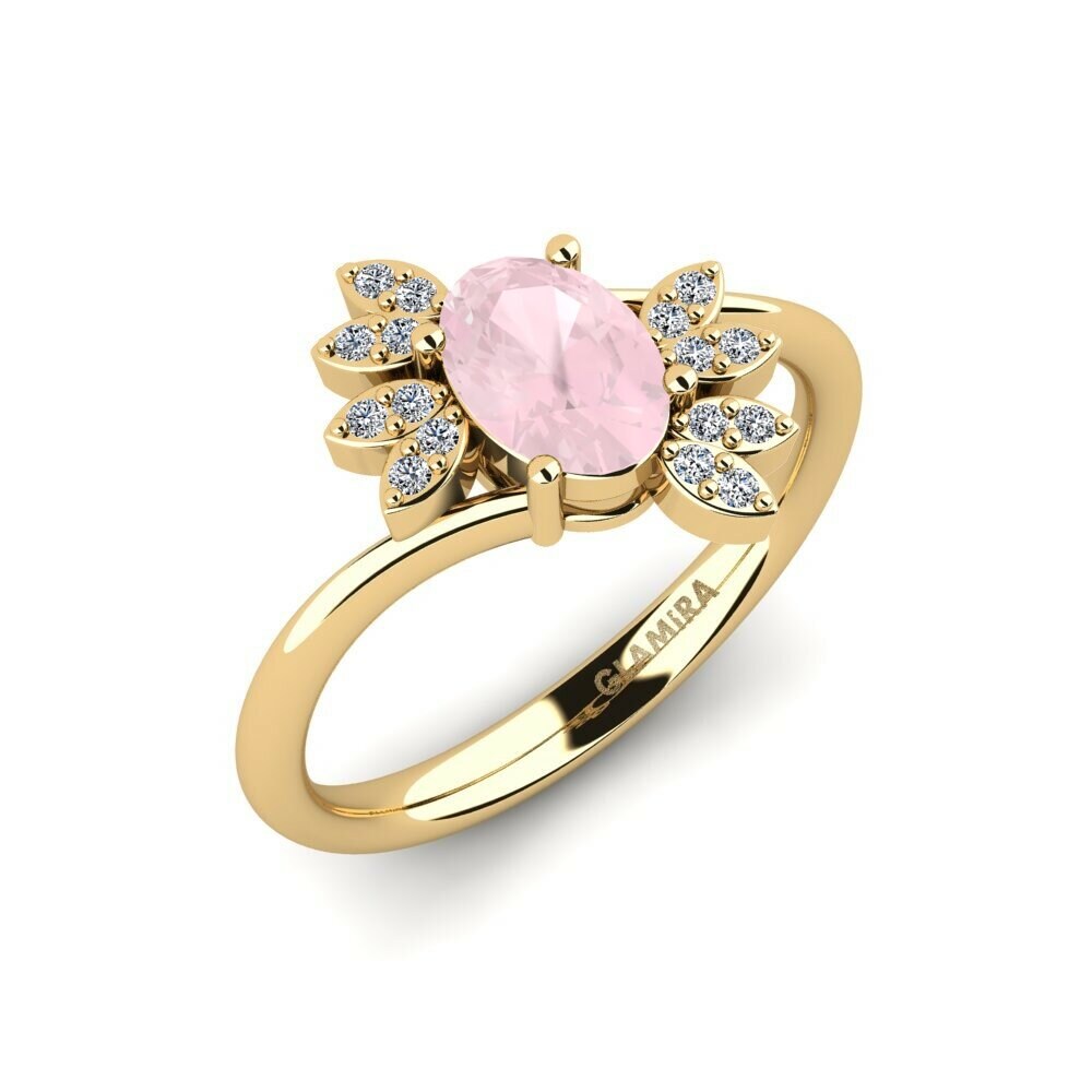 Or Jaune 18k Quartz Rose Bague Boissieres