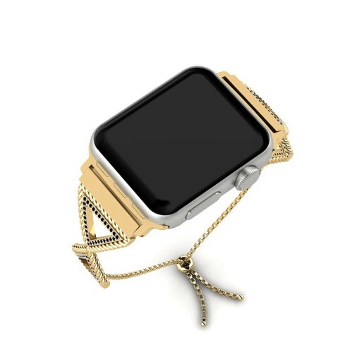 Dây đai Apple Watch® Boldiness - B Stainless Steel / 585 Yellow Gold & Kim Cương Đen