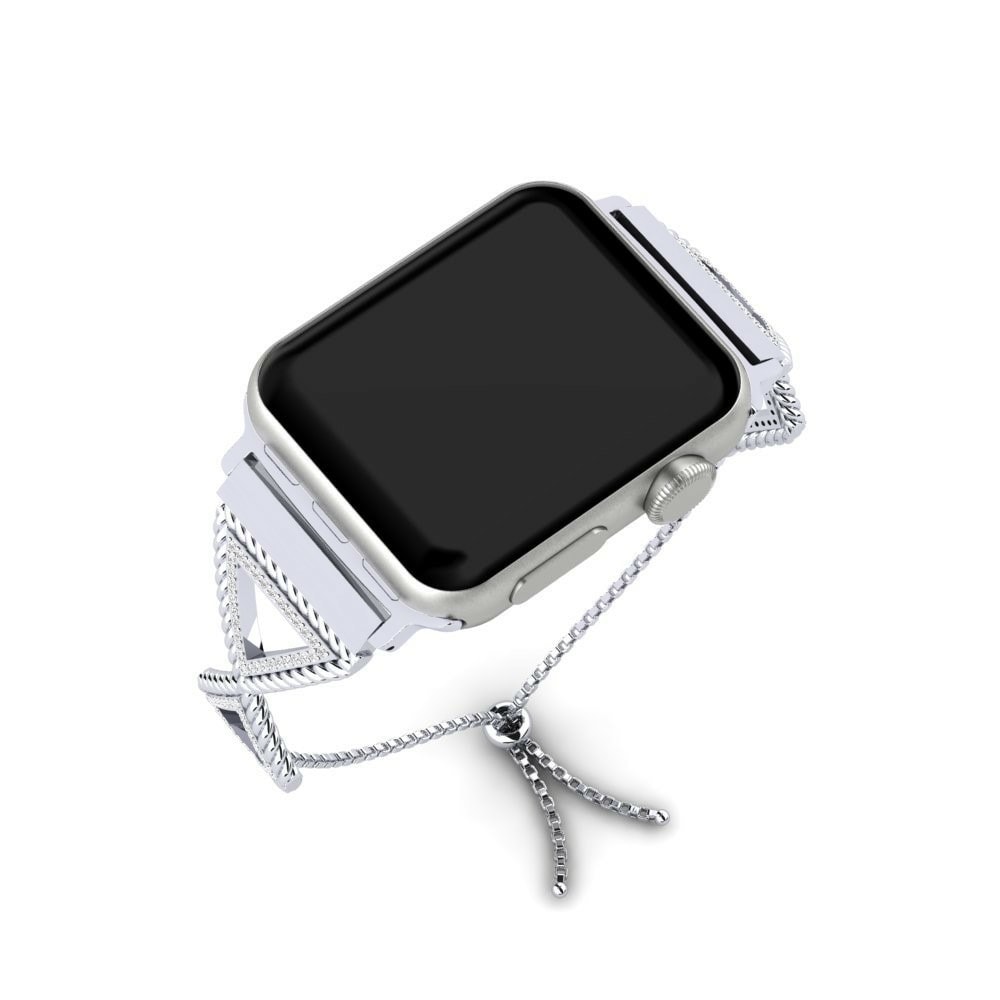 Stainless Steel /9k White Gold Apple Watch® Strap Boldiness - B