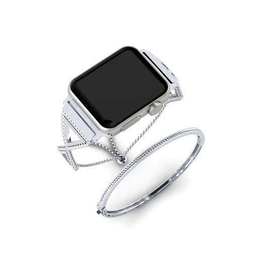 Apple Watch® Boldiness Set Stainless Steel / 375 White Gold & Đá Sapphire Trắng