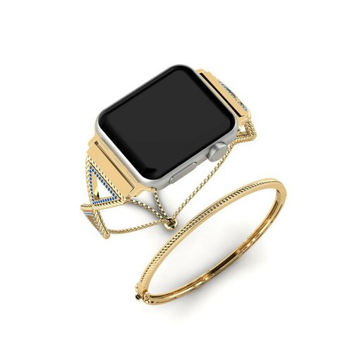 Apple Watch® Boldiness Set Stainless Steel / 585 Yellow Gold & Đá Swarovski Xanh Lam