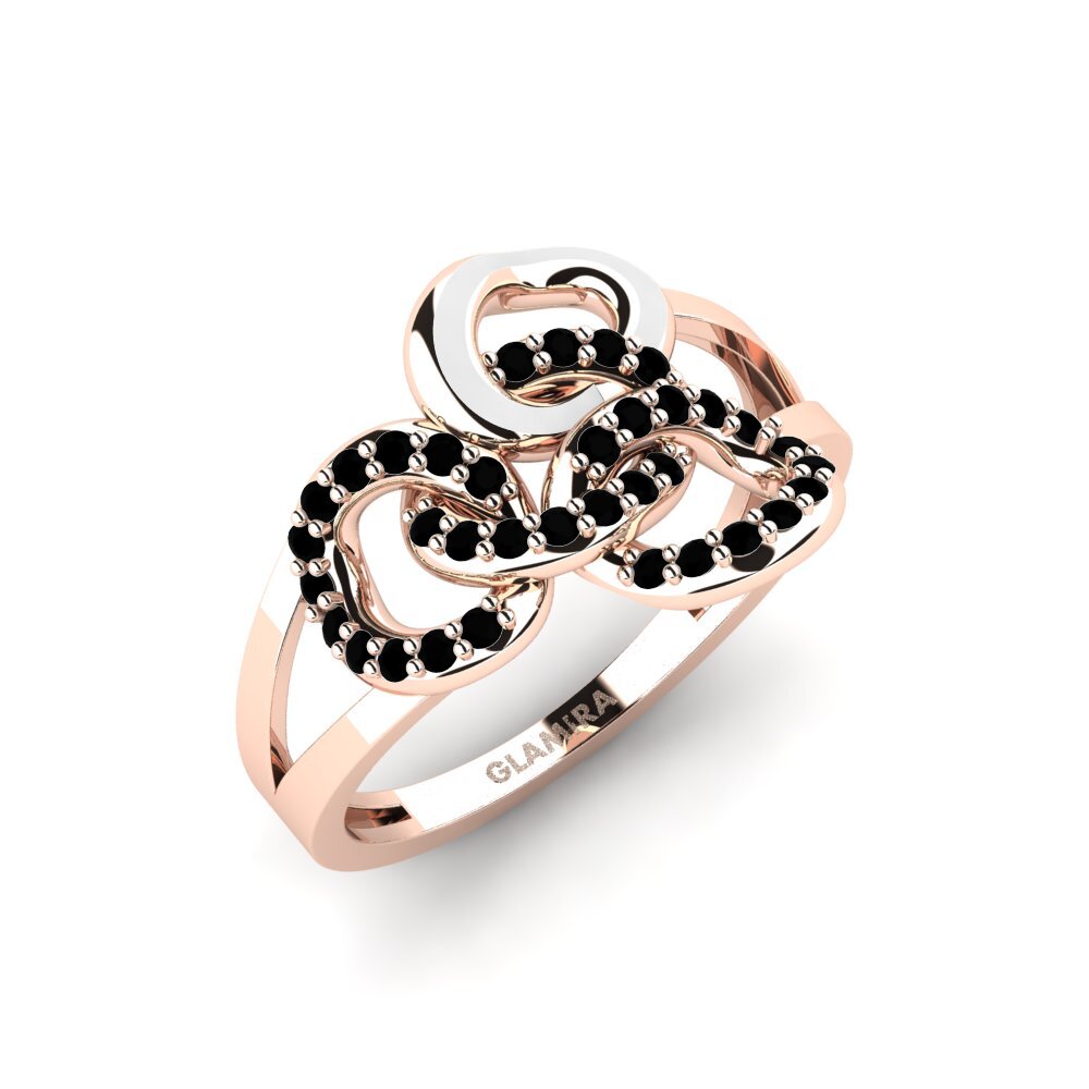 14k Oro Rosa Ónix Negro Anillo Bolingo