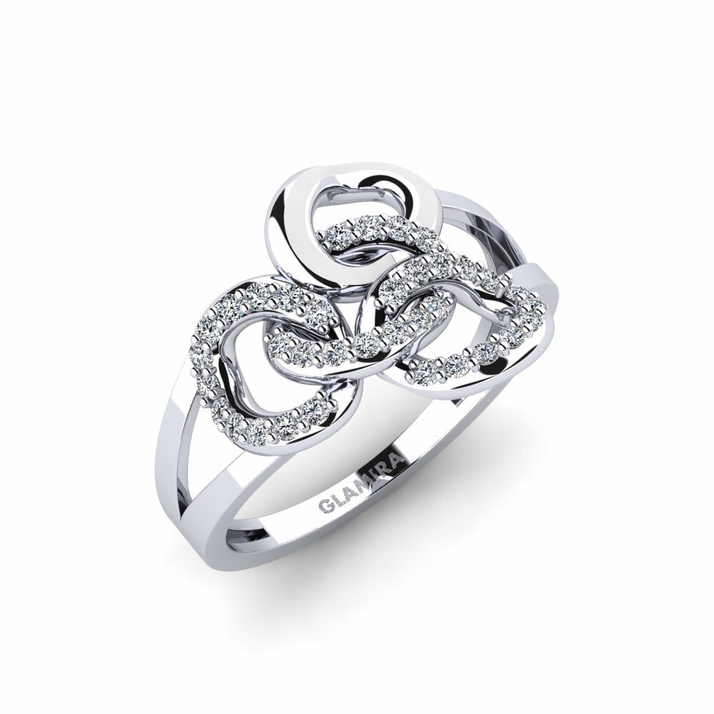 14k Oro Blanco Circonita Anillo Bolingo