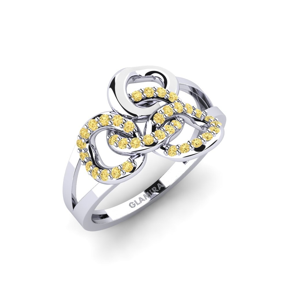Plata 925 Diamante Amarillo Anillo Bolingo