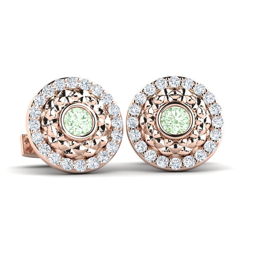 14ct Rose Gold Green Amethyst Cufflink Boltund